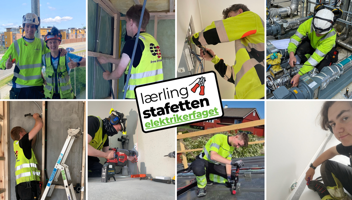 Her ser vi alle Bryne Elektriskes lærlinger i aksjon. Oppe til venstre bas Lars Askø med lærling Thomas Hognestad, deretter Even Grøntoft, Robin Meling og Tobias Stangeland. Nede fra venstre: Alfred Kvendset, David Reime, Thomas Brennhovd og Nikolai Vågan.