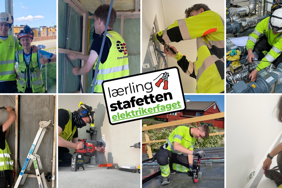 Her ser vi alle Bryne Elektriskes lærlinger i aksjon. Oppe til venstre bas Lars Askø med lærling Thomas Hognestad, deretter Even Grøntoft, Robin Meling og Tobias Stangeland. Nede fra venstre: Alfred Kvendset, David Reime, Thomas Brennhovd og Nikolai Vågan.