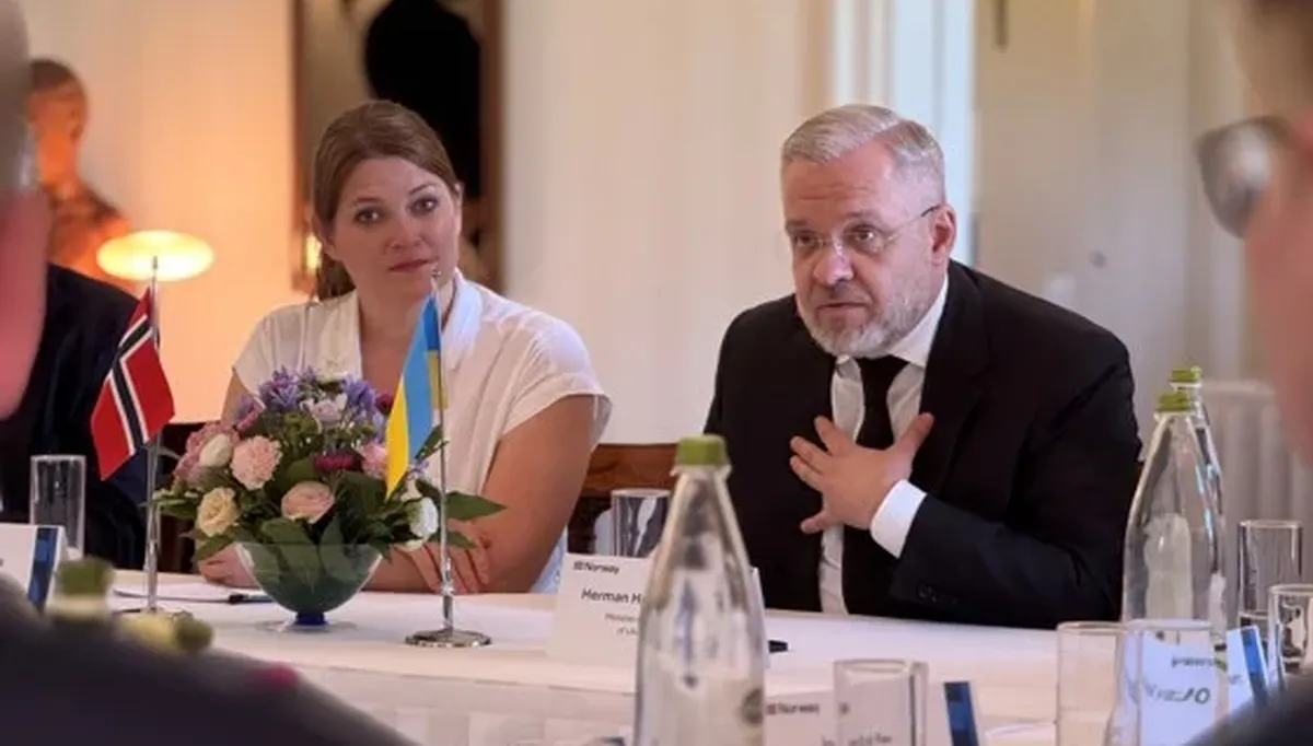 Næringsminister Cecilie Myrseth møtte Ukrainas energiminister Herman Halusjenko i Roma. Foto: NFD
