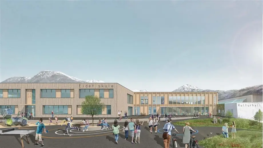 Eidet skole. Illustrasjon:Slyngstad Aamlid Arkitekter