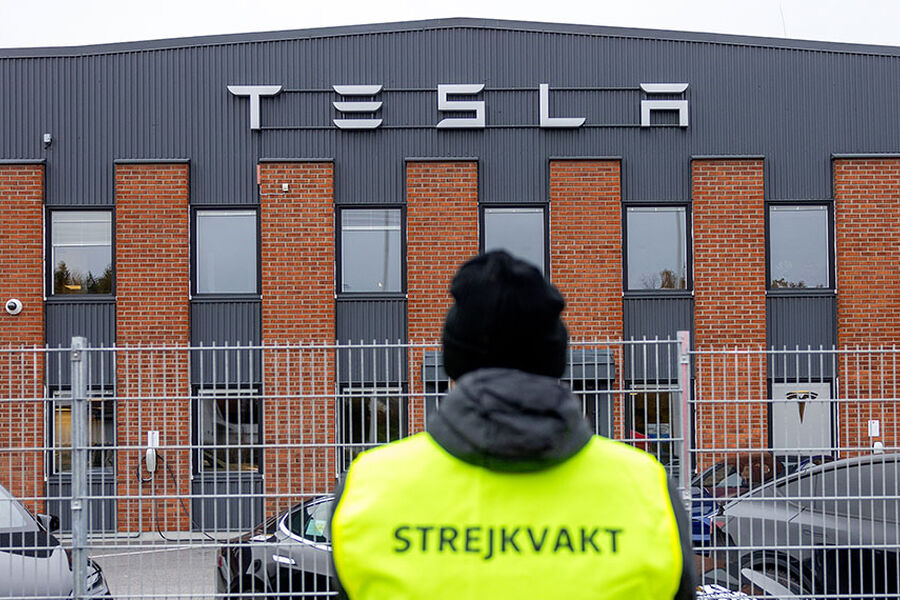 Denne konflikten startet høsten 2023, da det svenske metallar¬beiderforbundet IF Metall krevde at Tesla skulle inngå tariffavtale. Foto: IF Metall