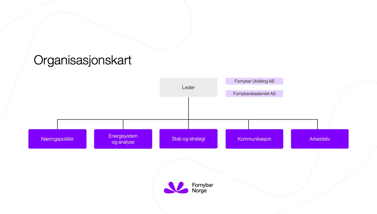 Slik blir den nye strukturen til Fornybar Norge, melder  organisasjonen.