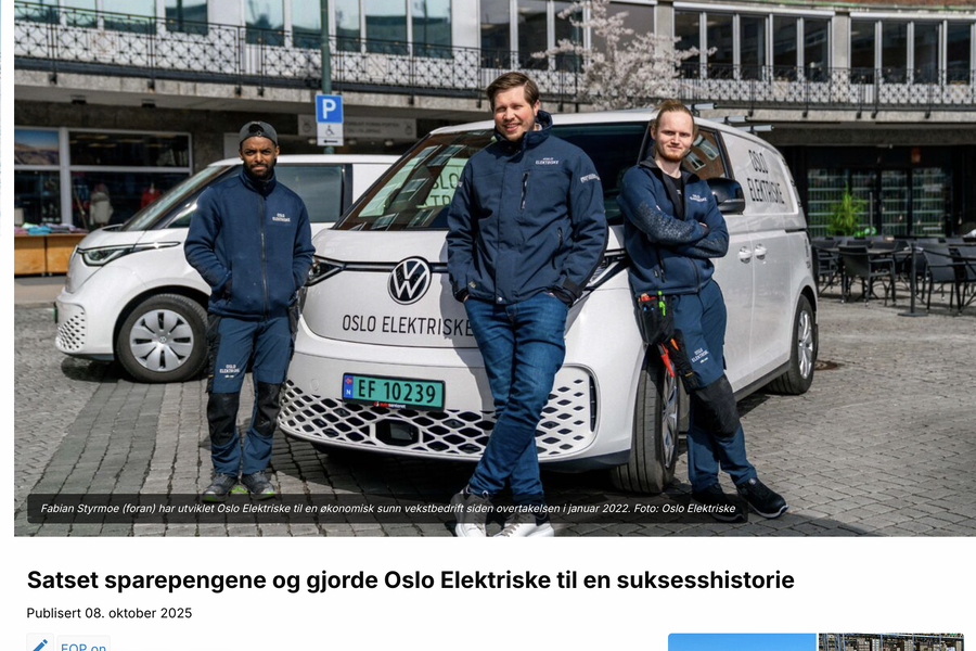 Artikkelen om Fabian Styrmoe og Oslo Elektriske ble oktober måneds mest leste sak.