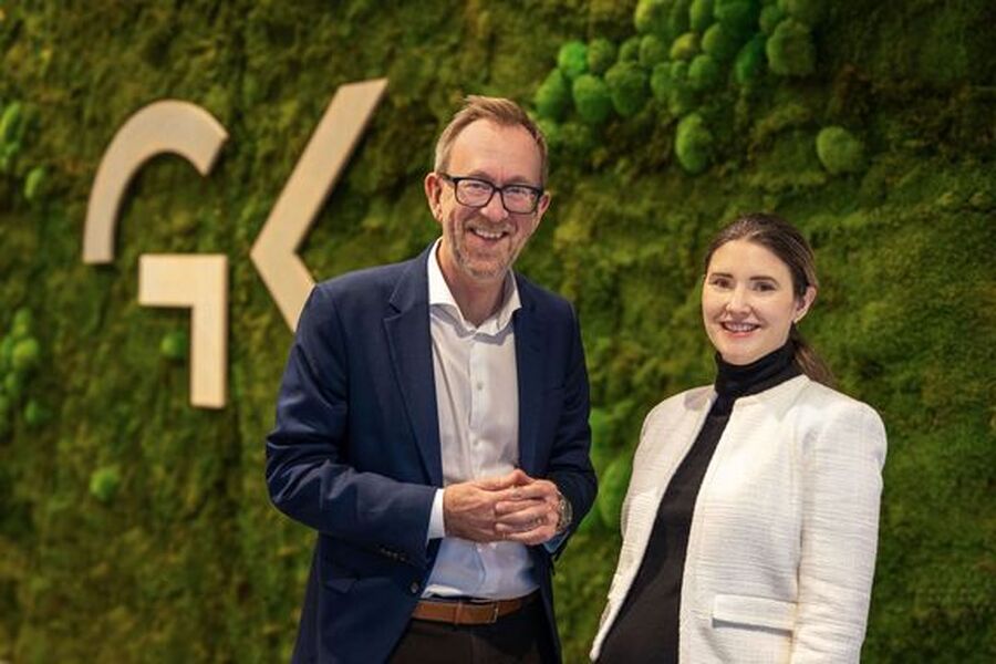 Kim Robert Lisø, konsernsjef og Karina Nilsen, bærekraftsdirektør i GK Håvard Storvestre GK Gruppen.