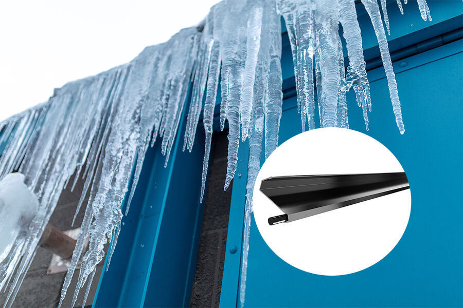 Icecon fra Varmecomfort beskytter tak og fasader mot isdannelser og gjør vinteren tryggere for forbipasserende.
