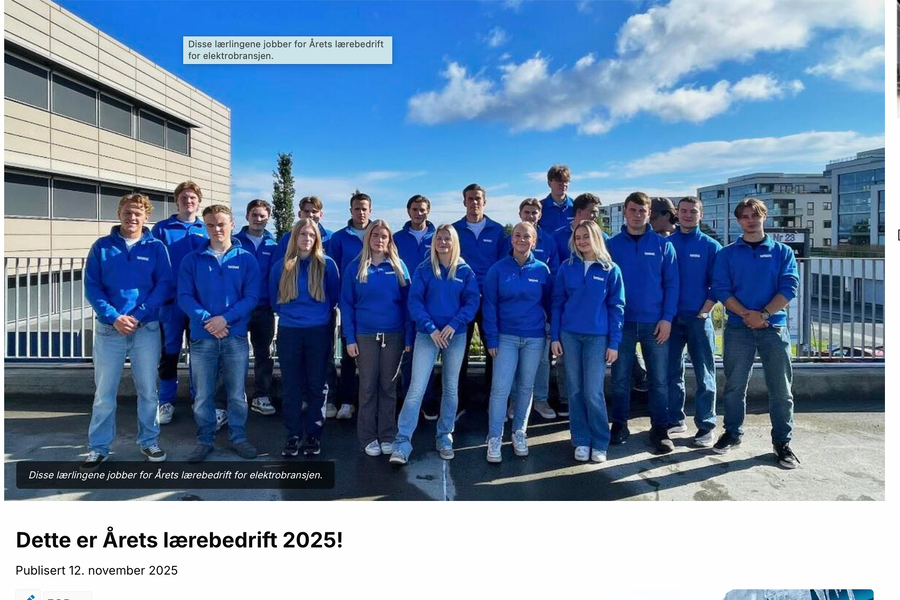 Saken om at Vintervoll ble kåret til Årets lærebedrift 2025 ble november måneds mest leste.