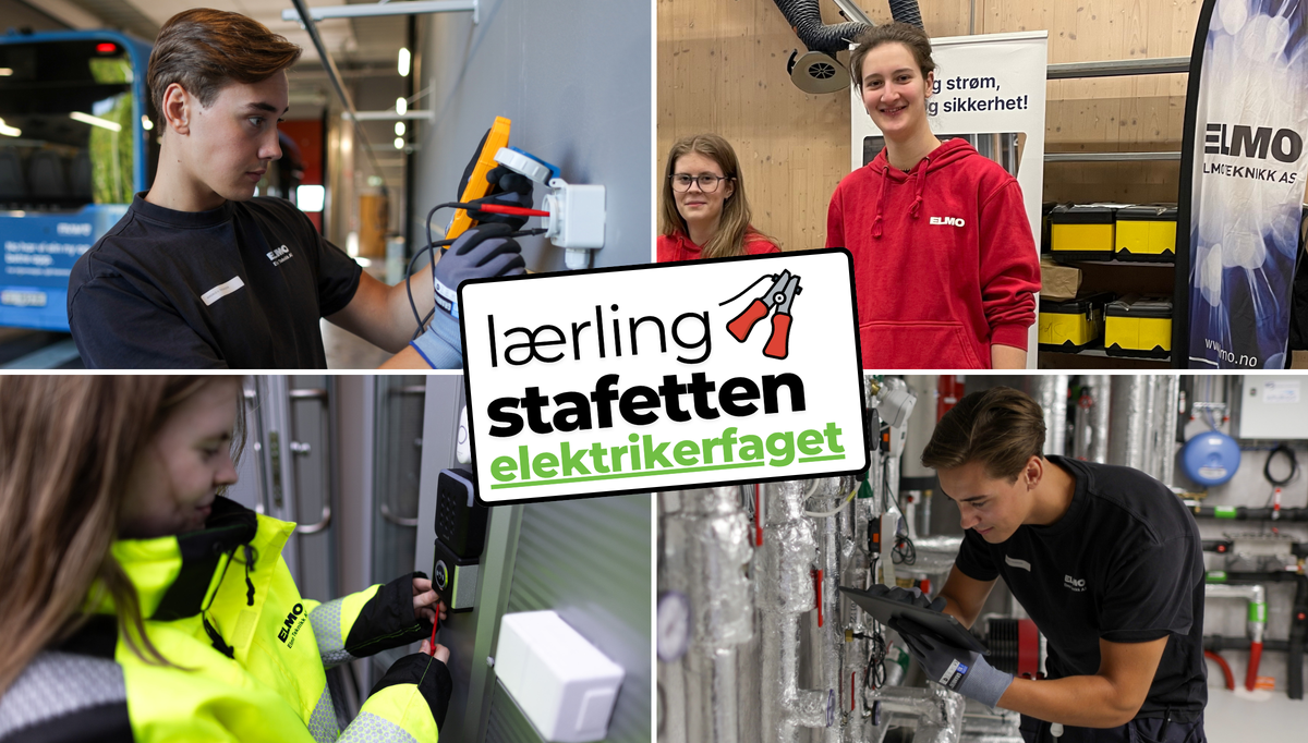 Her ser vi lærlingene Magnus Holm Thomassen og Charlotte Mordal Bakken fra ELMO Teknikk i aksjon. På bildet oppe til høyre er Bakken og Angelieke Pompstra på stand på åpen dag på Romsdal videregående skole for å snakke med fremtidige lærlinger. Foto: ELMO Teknikk