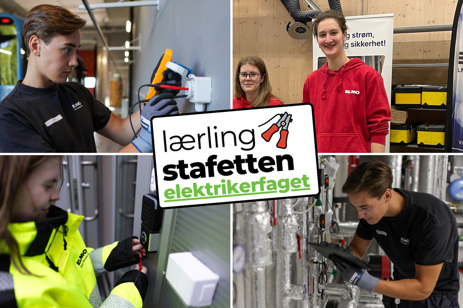 Her ser vi lærlingene Magnus Holm Thomassen og Charlotte Mordal Bakken fra ELMO Teknikk i aksjon. På bildet oppe til høyre er Bakken og Angelieke Pompstra på stand på åpen dag på Romsdal videregående skole for å snakke med fremtidige lærlinger. Foto: ELMO Teknikk