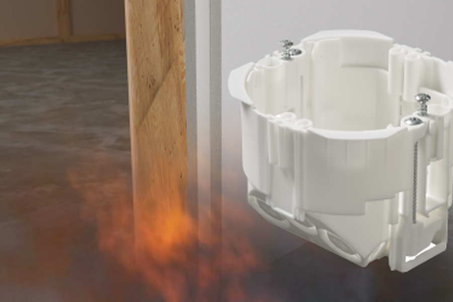 Med rehabboks AUS74 får du en ferdig testet løsning som forenkler installasjonen i brannvegger. 