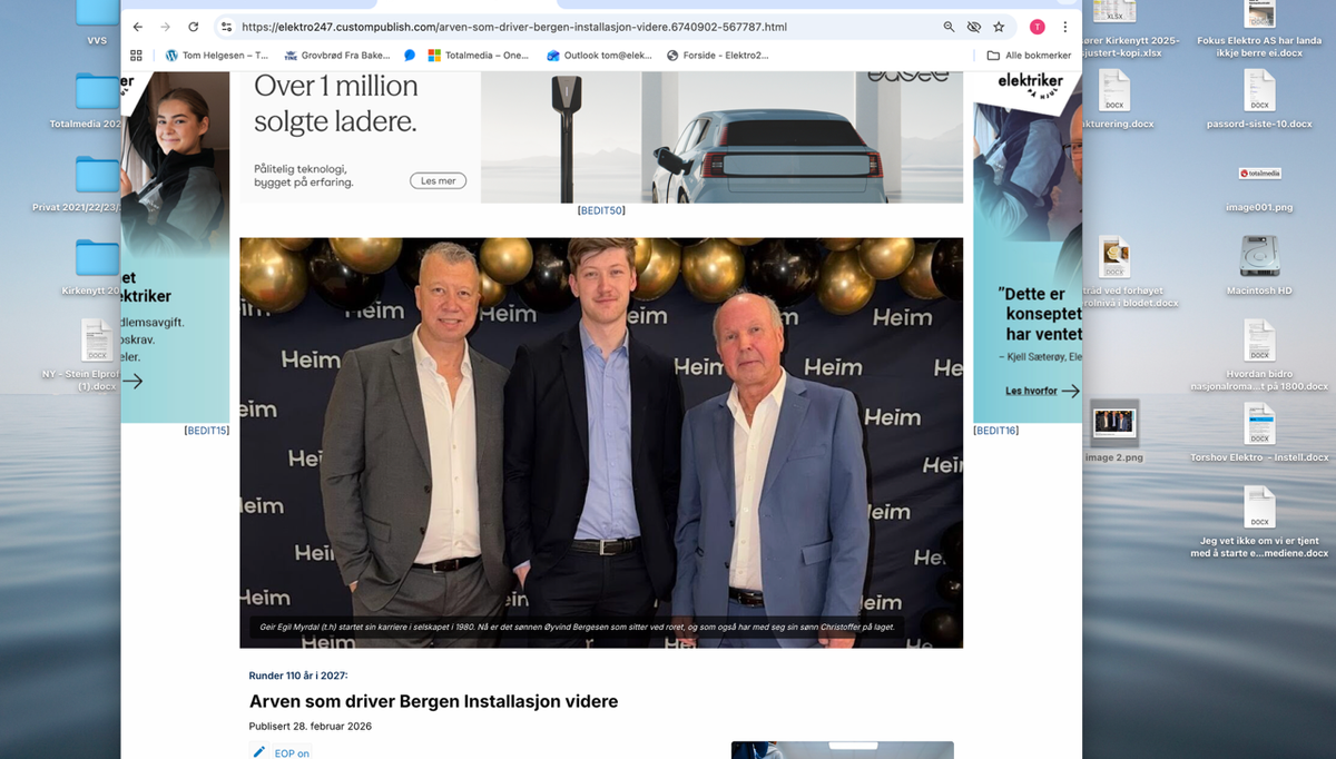 I februar kunne vi fortelle historien om tre generasjoner elektrikere som har vært med på å forme bedriften Bergen Installasjon.