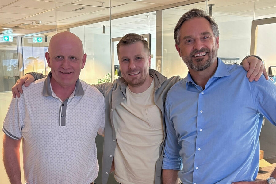 På bildet ser vi fra venstre, Ove Graneng TRG Elektro, Andreas Ulseth, TRG Elektro, OG Geir Emblem, Currentum Norway. Emma Andreasson