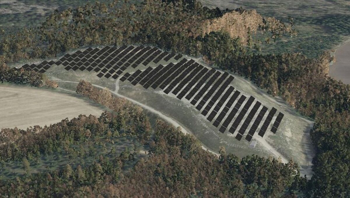 Illustrasjon av solkraftverket sett fra sørvest (kilde:Østfold Energi Solkraft AS)