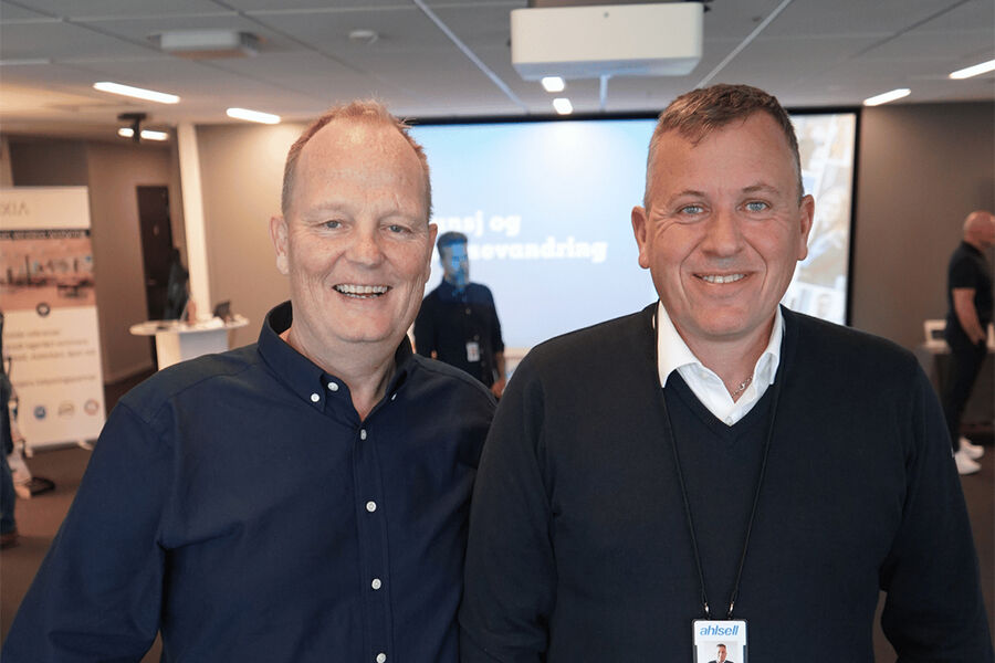 Siste uke inviterte Ahlsell med Espen Bertiniussen (t.v) og Bjørn-Tore Kjær i spissen kunder og leverandører til fagdag innen for eiendom og drift. Ahlsell har nå valgt å endre navnet på markedssegmentet fra Facility til Eiendom og drift. Foto: Eva Sundby Skuland Eva Sundby Skuland