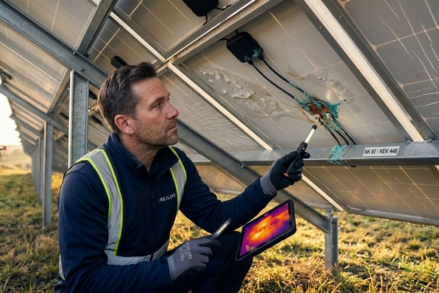 Stian Tollisen er blitt skremt over de mange avvikene han og kollegene i Rejlers finner på solcelleanlegg. Foto: Rejlers.