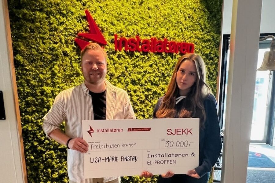 Installatøren og El-Proffen har i år gleden av å dele ut Installatøren / El-Proffen Fondet til Lisa-Marie Finstad (16) fra Vestby IL Foto: Installatøren
