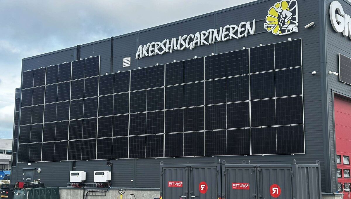 Solcelleanlegget teller 540 paneler. Foto: Enny Solcelleanlegget teller 540 paneler. Foto: Enny